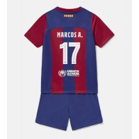 Otroški Nogometni dresi Barcelona Marcos Alonso #17 Domači 2023-24 Kratek Rokav (+ Kratke hlače)